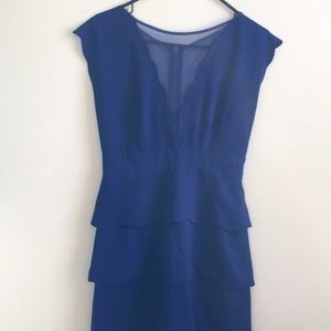No Brand Bright Blue Deep V Sheer Dress